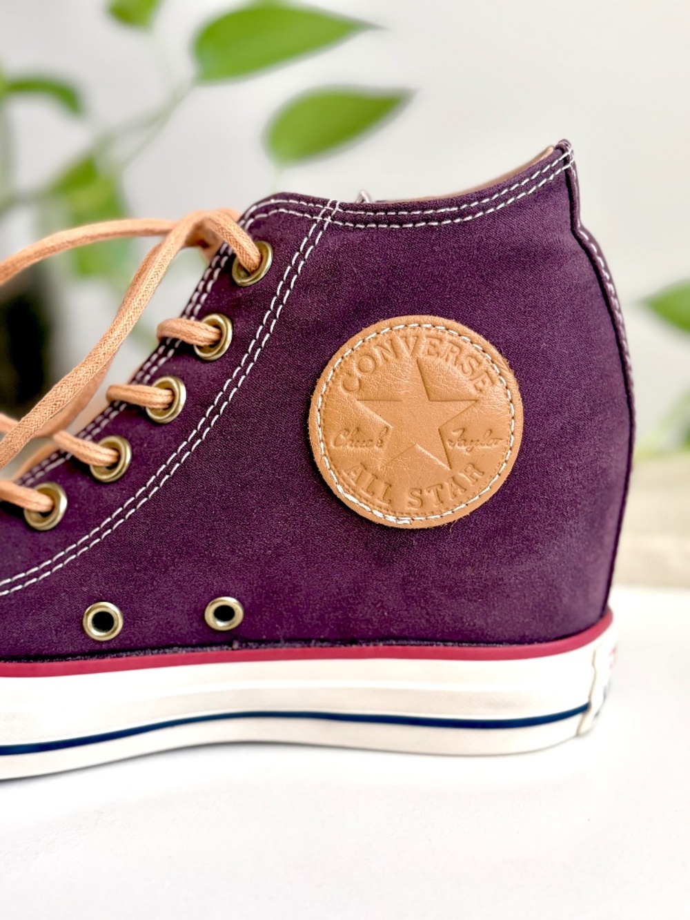 Converse Wedge Mid Luxe All Star High Top Suede Heeled Sneakers